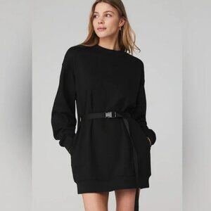 Alo Yoga City Scape Black Sweatshirt Dress w/ Belt XS